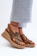 Women's sandals made of eco leather on platform and wedge copper Vaiara 31479-21 цена и информация | Женские босоножки | pigu.lt