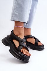 Zazoo 2743 Suede Wedge Sandals Black 31493-21 цена и информация | Женские босоножки | pigu.lt