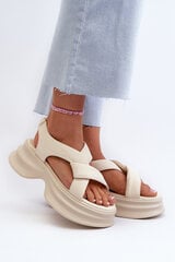 Women's Leather Sandals on Chunky Sole Light Beige GOE NN2N4105 31494-21 цена и информация | Женские босоножки | pigu.lt