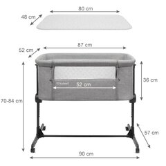 Lovytė-lopšys Kidwell Snuzzy, light grey kaina ir informacija | Maniežai vaikams | pigu.lt