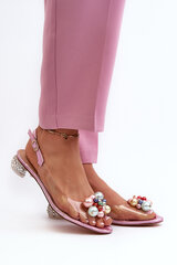 Transparent Low-Heeled Sandals with Pink Decoration D&A MR38-368 31651-21 цена и информация | Женские босоножки | pigu.lt