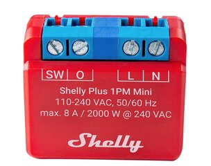 Интеллектуальное Wi-Fi Bluetooth реле Shelly PLUS 1PM Mini цена и информация | Системы безопасности, контроллеры | pigu.lt