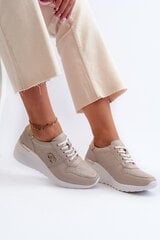 Women's Leather Sneakers with Wedge Sole Beige S.Barski LR810 31664-21 цена и информация | Спортивная обувь, кроссовки для женщин | pigu.lt