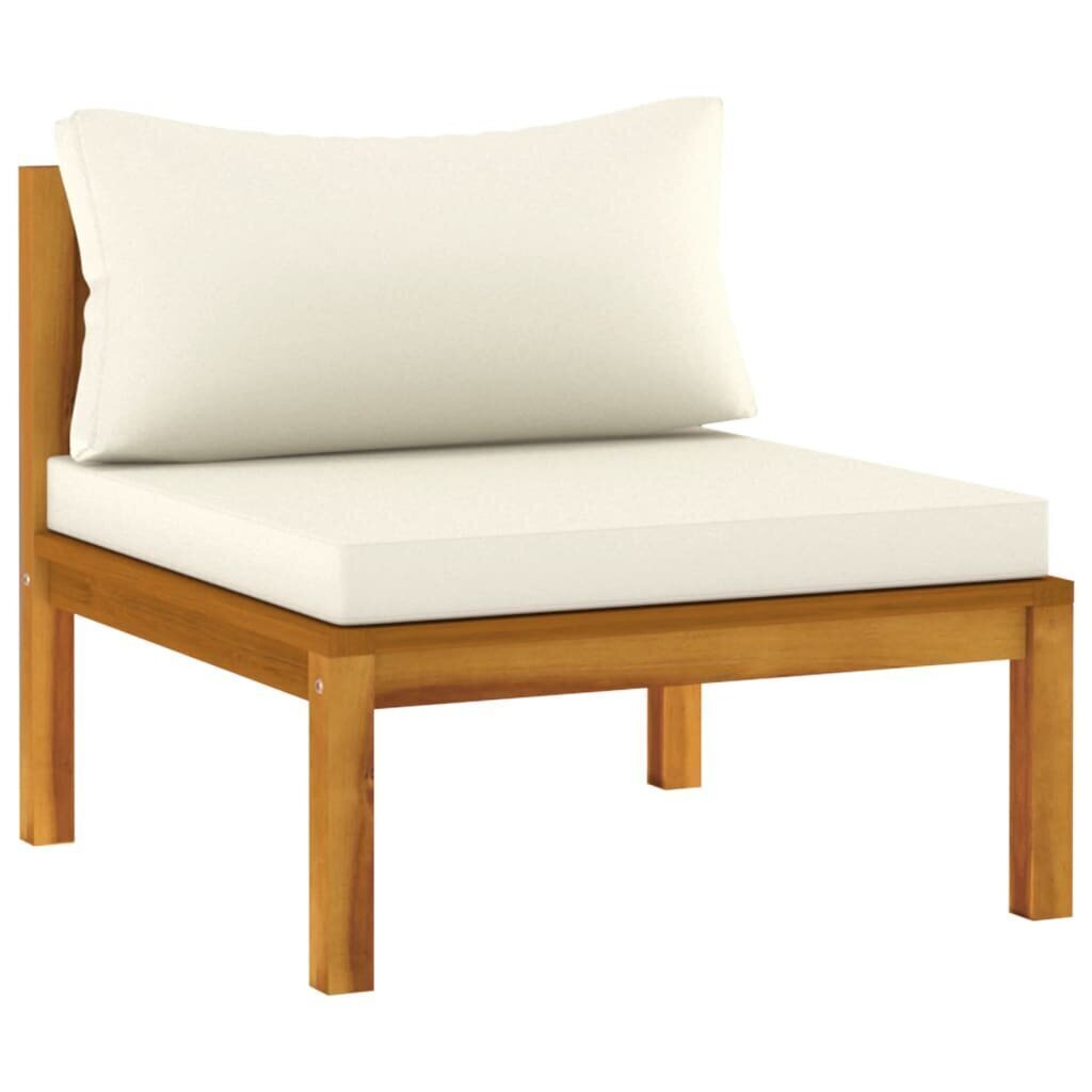 Modulinė vidurinė sofos dalis su kremine pagalvėle, akacija цена и информация | Lauko kėdės, foteliai, pufai | pigu.lt