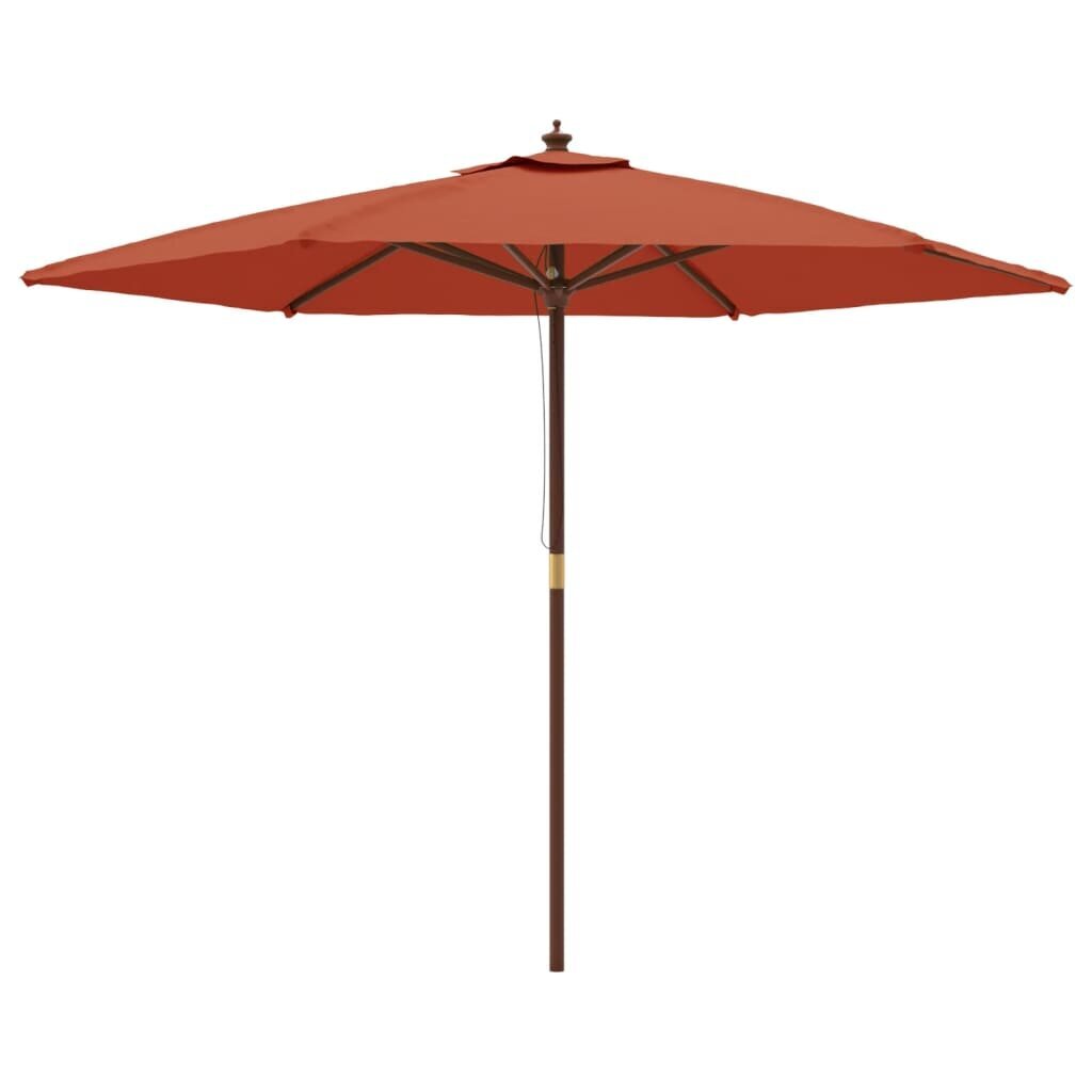 Sodo skėtis su mediniu stulpu, terakota spalvos, 299x240cm kaina ir informacija | Skėčiai, markizės, stovai | pigu.lt