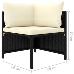 Trivietė sodo sofa su pagalvėlėmis, juoda цена и информация | Садовые стулья, кресла, пуфы | pigu.lt