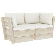 Dvivietė sodo sofa iš palečių su pagalvėlėmis, ruda цена и информация | Садовые стулья, кресла, пуфы | pigu.lt