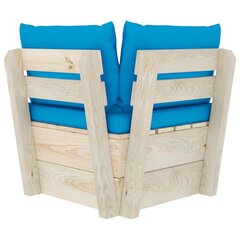 Kampinė sodo sofa iš palečių su pagalvėlėmis, mėlyna kaina ir informacija | Lauko kėdės, foteliai, pufai | pigu.lt