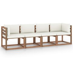 Keturvietė sodo sofa iš palečių su pagalvėlėmis, ruda цена и информация | Садовые стулья, кресла, пуфы | pigu.lt