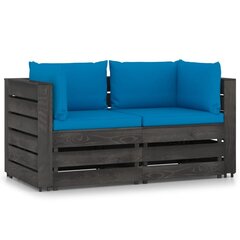 Dvivietė sodo sofa su pagalvėlėmis, šviesiai mėlyna kaina ir informacija | Lauko kėdės, foteliai, pufai | pigu.lt