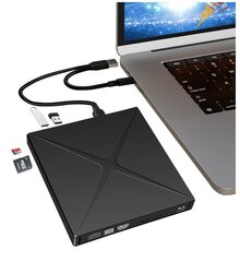 Išorinis nešiojamasis DVD CD RW diskas USB-C USB 3.0 HUB Zenwire 4in1 SD kortelių skaitytuvas цена и информация | Оптические устройства | pigu.lt