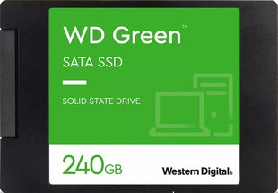 SSD|WESTERN DIGITAL|Green|240GB|SATA 3.0|SLC|Скорость чтения 545 МБайт/с|2,5"|MTBF 1000000 часов|WDS240G3G0A цена и информация | Внутренние жёсткие диски (HDD, SSD, Hybrid) | pigu.lt