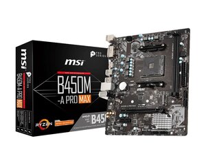 MSI B450M-A PRO MAX AM4 2DDR4 DVI / HDMI M.2 uATX kaina ir informacija | Pagrindinės plokštės | pigu.lt