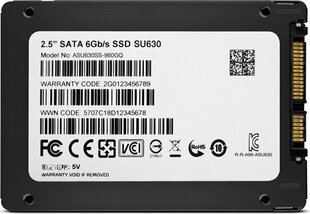 Adata Ultimate SU630 1.92ТБ 2.5" цена и информация | Внутренние жёсткие диски (HDD, SSD, Hybrid) | pigu.lt