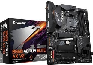 Gigabyte B550 AORUS ELITE AX V2 1.0 Processor family AMD, Processor socket AM4, DDR4 DIMM, Memory slots 2, Number of SATA connectors 4 x SATA 6Gb/s connectors, Chipset AMD B, ATX цена и информация | Материнские платы | pigu.lt