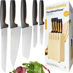 Fiskars peilių rinkinys bloke Functional Form, 5 dalių kaina ir informacija | Peiliai ir jų priedai | pigu.lt