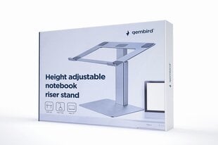 Klēpjdatora statīvs Gembird Height Adjustable Notebook Riser Stand Silver цена и информация | Охлаждающие подставки и другие принадлежности | pigu.lt