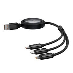 3-in-1 Baseus Free2Draw USB to M+L+C 100W cable, 1.1 m (black) kaina ir informacija | Laidai telefonams | pigu.lt