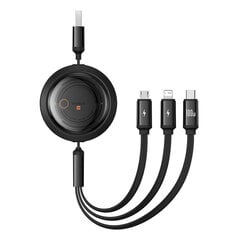 3-in-1 Baseus Free2Draw USB to M+L+C 100W cable, 1.1 m (black) kaina ir informacija | Laidai telefonams | pigu.lt