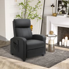 HOMCOM Массажное кресло Relax кресло TV кресло Recliner со спинкой 2-точечный массаж PU foam Black 68 x 88 x 98 см цена и информация | Кресла в гостиную | pigu.lt