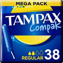 Обычные тампоны Tampax Compak, 38 штук цена и информация | Тампоны, гигиенические прокладки для критических дней, ежедневные прокладки | pigu.lt