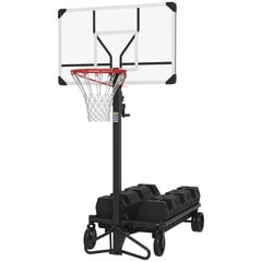 SPORTNOW lauko krepšinio lankas su stovu, 130-310 cm reguliuojamo aukščio sulankstomas krepšinio stovas, krepšinio sistemos stovas su ratukais, skirtas suaugusiesiems, juodas kaina ir informacija | Čiuožyklos, laipiojimo kopetėlės | pigu.lt