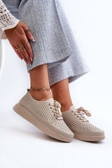 Leather Platform Sneakers by S.Barski LR278 Beige 31742-21 цена и информация | Спортивная обувь, кроссовки для женщин | pigu.lt