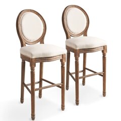 Барные стулья, 2 шт., белые цена и информация | Стулья для кухни и столовой | pigu.lt