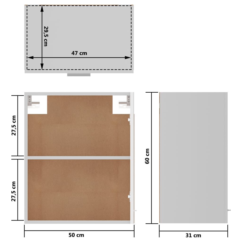 Virtuvės spintelė, 50x31x60 cm, baltos spalvos kaina ir informacija | Virtuvinės spintelės | pigu.lt