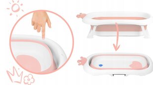 Sulankstoma kūdikio vonelė su pagalvėle Ricokids, rožinė/balta kaina ir informacija | Maudynių priemonės | pigu.lt