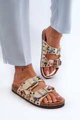 Embellished Women's Slides With Buckles S.Barski MY121 Gold 31796-21 цена и информация | Женские тапочки | pigu.lt