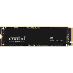 SSD|CRUCIAL|P3|500GB|M.2|PCIE|NVMe|3D NAND|Write speed 1900 MBytes/sec|Read speed 3500 MBytes/sec|TBW 110 TB|CT500P3SSD8 kaina ir informacija | Vidiniai kietieji diskai (HDD, SSD, Hybrid) | pigu.lt