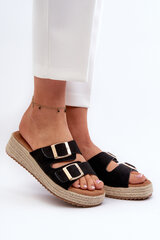 Women's black sandals with braided eco suede Zaloemi 31832-21 цена и информация | Женские тапочки | pigu.lt