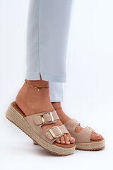 Women's sandals with braided eco suede beige Zaloemi 31833-21 цена и информация | Женские тапочки | pigu.lt