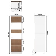 Virtuvės spintelė, 60x57x207 cm, baltos spalvos цена и информация | Кухонные шкафчики | pigu.lt