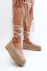 Moteriškos espadrilės ant platformos su pynimu Beige Tailesse 31859-21 kaina ir informacija | Bateliai moterims | pigu.lt