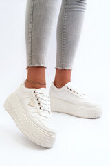 Women's Sneakers Made of Eco Leather on Chunky Platform White Chrisstin 31878-21 цена и информация | Спортивная обувь, кроссовки для женщин | pigu.lt