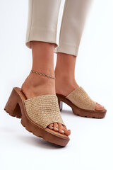 Women's Sandals with Braided Detail on Heel Beige Titantha 31897-21 цена и информация | Женские тапочки | pigu.lt