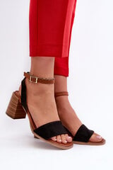 Women's Black Faux Suede Heeled Sandals by Ronvia 31905-21 цена и информация | Женские босоножки | pigu.lt