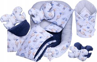 Miegojimo rinkinys kūdikiui Babymam, 0-12 mėn., mėlynas цена и информация | Детские подушки, конверты, спальники | pigu.lt