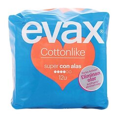 Įklotai su sparneliais Cotton Like Evax 12 vnt. kaina ir informacija | Tamponai, higieniniai paketai, įklotai | pigu.lt