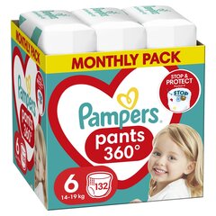 Подгузники-трусики Pampers Pants, Monthly Pack, 6 размер, 15+ кг, 132 шт. цена и информация | Подгузники | pigu.lt