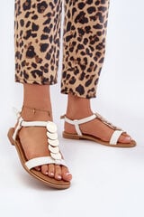 Women's Flat Sandals Made of White Eco Leather Jeritellia 32091-21 цена и информация | Женские босоножки | pigu.lt