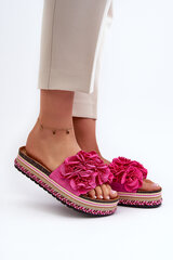 Moteriški platforminiai sandalai su gėlėmis Fuksija Nodina 32102-21 kaina ir informacija | Šlepetės moterims | pigu.lt