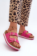 Women's Platform Sandals with Buckles Eco Suede Pink Ursila 32125-21 цена и информация | Женские тапочки | pigu.lt