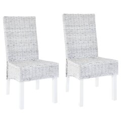 Valgomojo kėdės, 2vnt., pilkos, Kubu ratanas ir mango mediena kaina ir informacija | Virtuvės ir valgomojo kėdės | pigu.lt