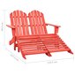 Dvivietė sodo Adirondack kėdė ir otomanė, raudona цена и информация | Lauko kėdės, foteliai, pufai | pigu.lt