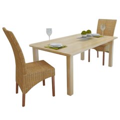 Обеденные стулья, 2 шт., ротанг, коричневые цена и информация | Стулья для кухни и столовой | pigu.lt