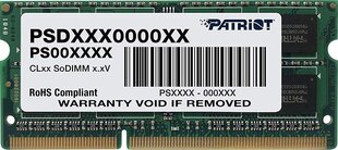 Patriot DDR3 SODIMM 4ГБ 1600MHz CL11 (PSD34G16002S) цена и информация | Оперативная память (RAM) | pigu.lt