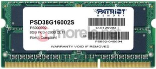 Patriot DDR3 SODIMM 8ГБ 1600MHz CL11 (PSD38G16002S) цена и информация | Оперативная память (RAM) | pigu.lt